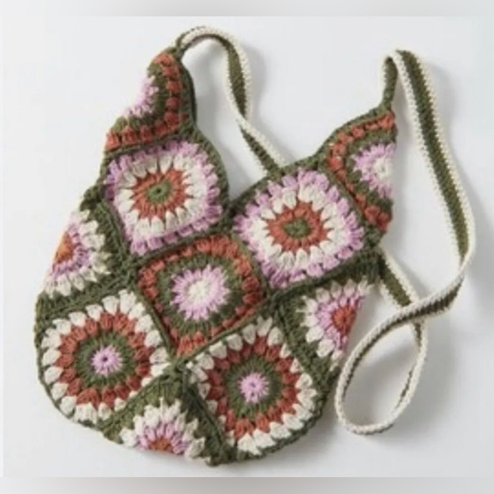 Urban Outfitters Lara Crochet Granny Square Shoulder Bag NEW